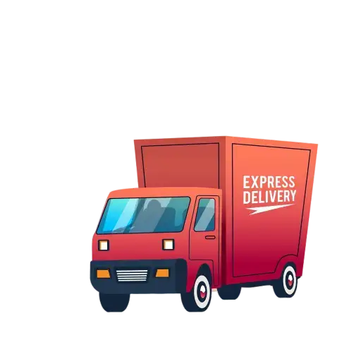 Red delivery truck with EXPRESS DELIVERY text