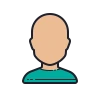 Icon of a bald person in a teal shirt