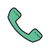 Green telephone receiver icon.