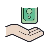 Hand holding a green banknote
