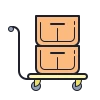 Hand truck with two stacked boxes