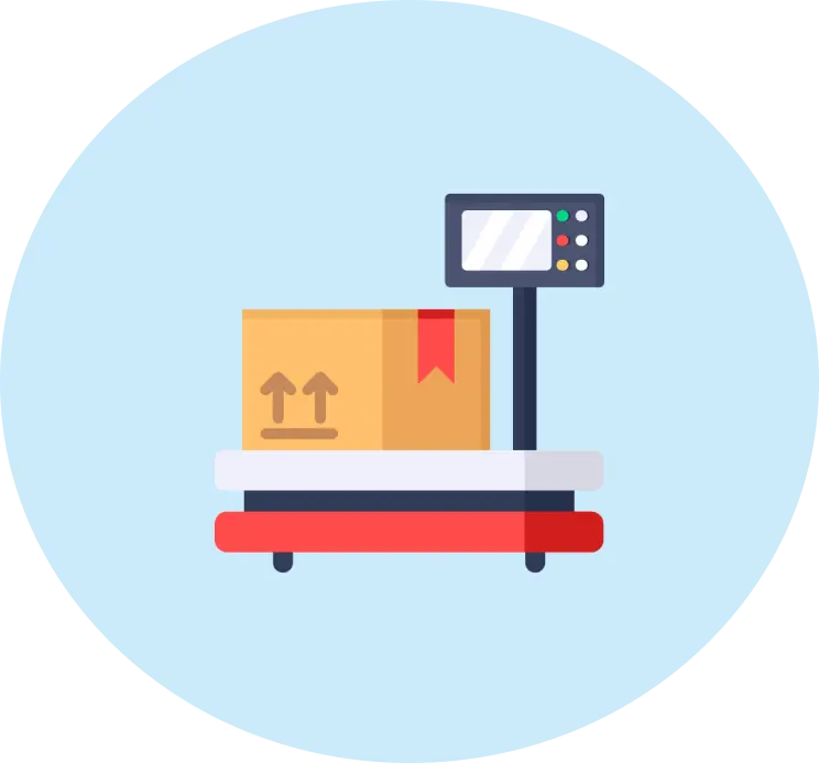 Digital weighing scale with a cardboard box placed on it